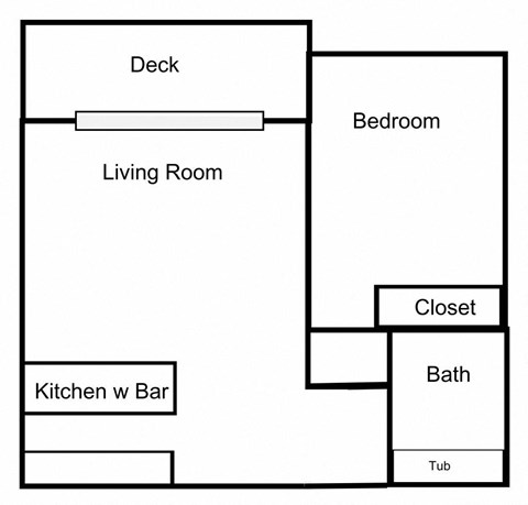 Floor plan for 1 bed, 1 bath, 506 sqft